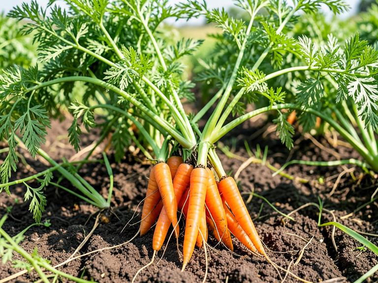 Zanahorias recién cosechadas con follaje verde